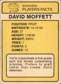 1981 Scanlens #30 David Moffett Back